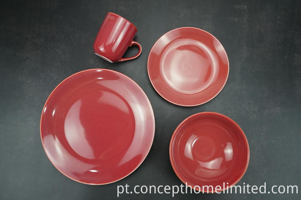 Reactive Glazed Stoneware Dinner Set Claret Red Ch22067 G08 1